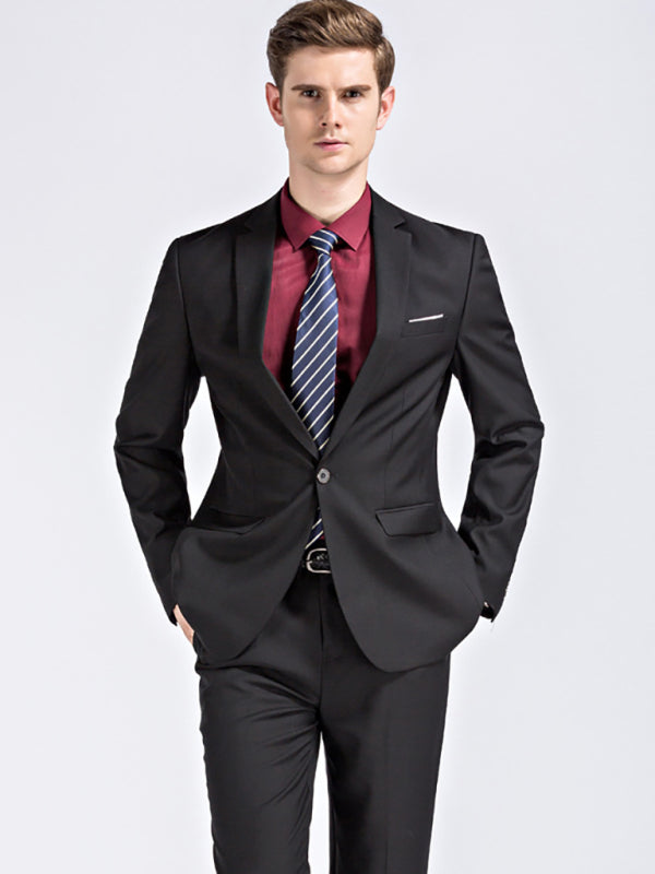 Men's Lapel Collar Business Suit Blazer