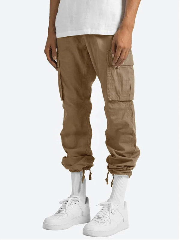 Men's Solid Color Cargo Pocket Casual Trousers