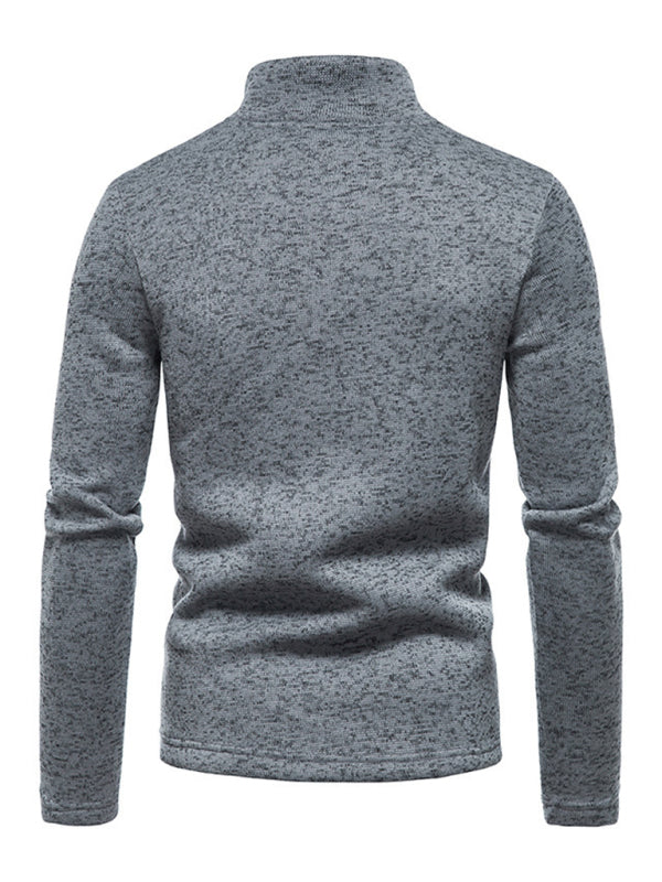 Men's solid color turtleneck zipper long sleeve sweatshirt