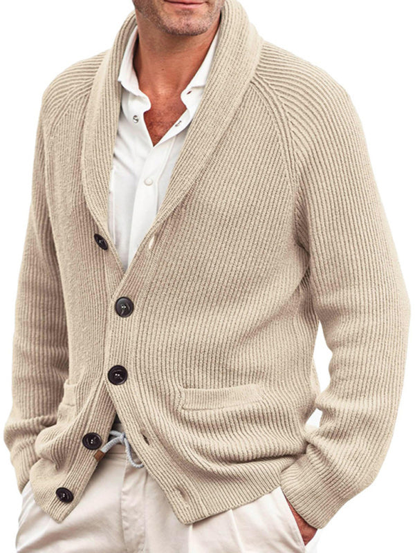 Men's new style lapel long sleeve knitted jacket fashion sweater