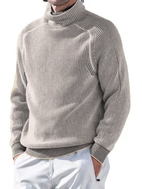 Men's high collar casual long sleeve knitted top