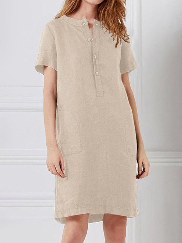 Fashion Loose V-Neck Medium Length Dress