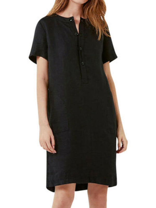 Fashion Loose V-Neck Medium Length Dress