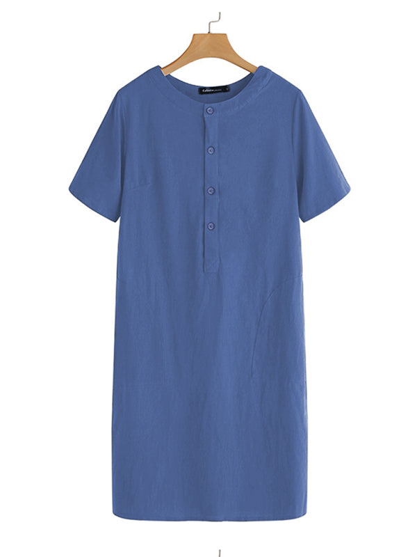 Fashion Loose V-Neck Medium Length Dress