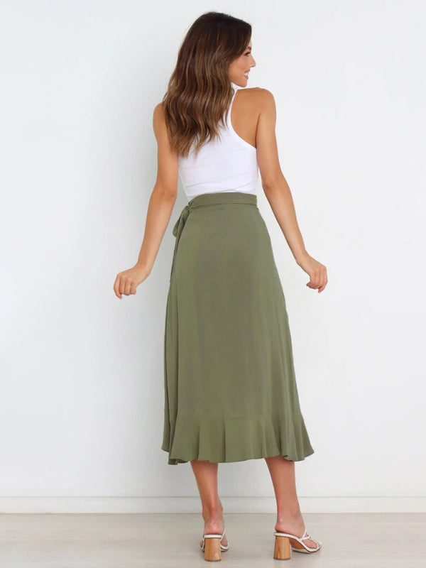 Women’s Ruffled Asymmetrical Wrap Skirt