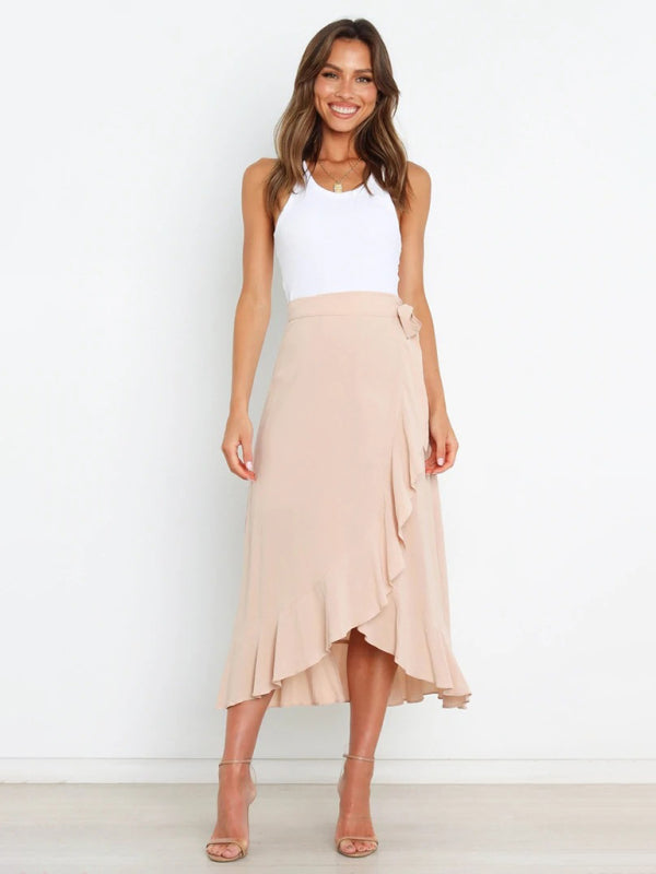 Women’s Ruffled Asymmetrical Wrap Skirt