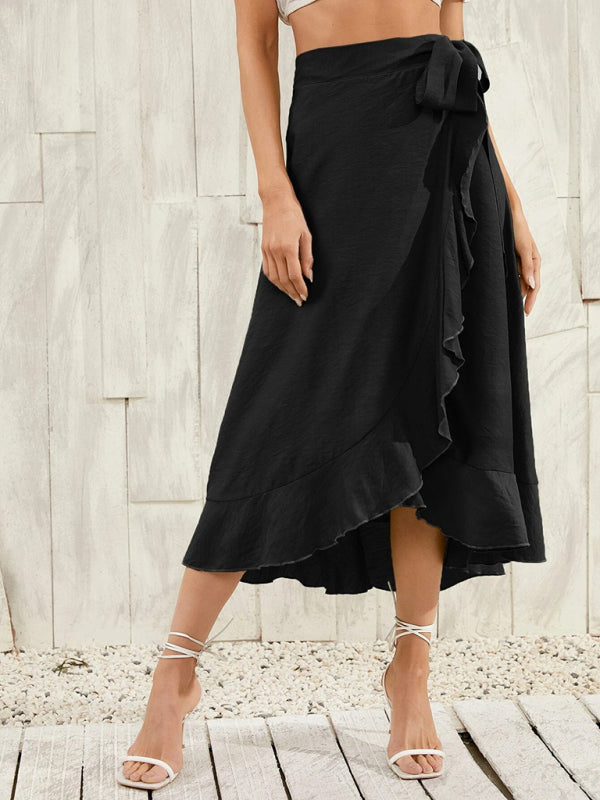 Women’s Ruffled Asymmetrical Wrap Skirt