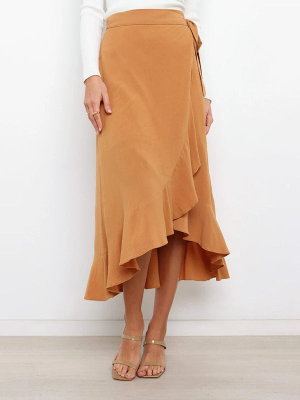 Women’s Ruffled Asymmetrical Wrap Skirt