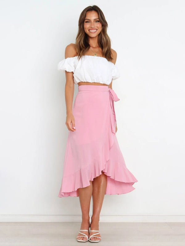 Women’s Ruffled Asymmetrical Wrap Skirt