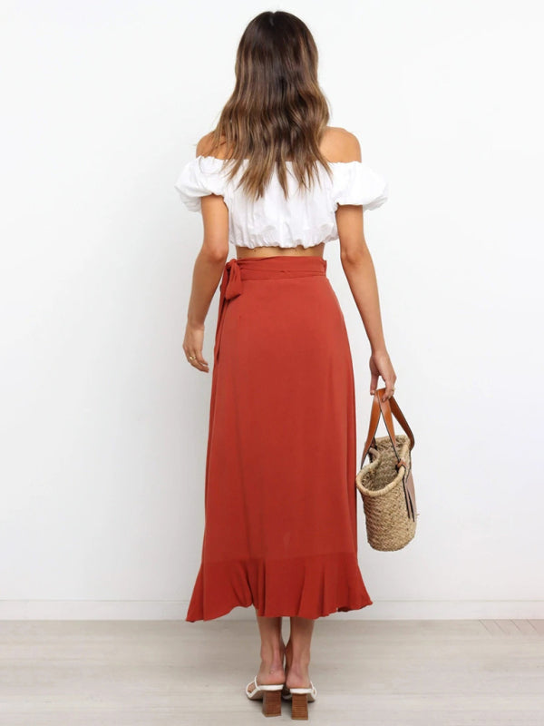 Women’s Ruffled Asymmetrical Wrap Skirt