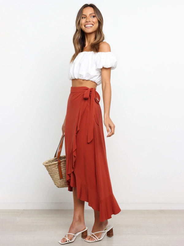 Women’s Ruffled Asymmetrical Wrap Skirt